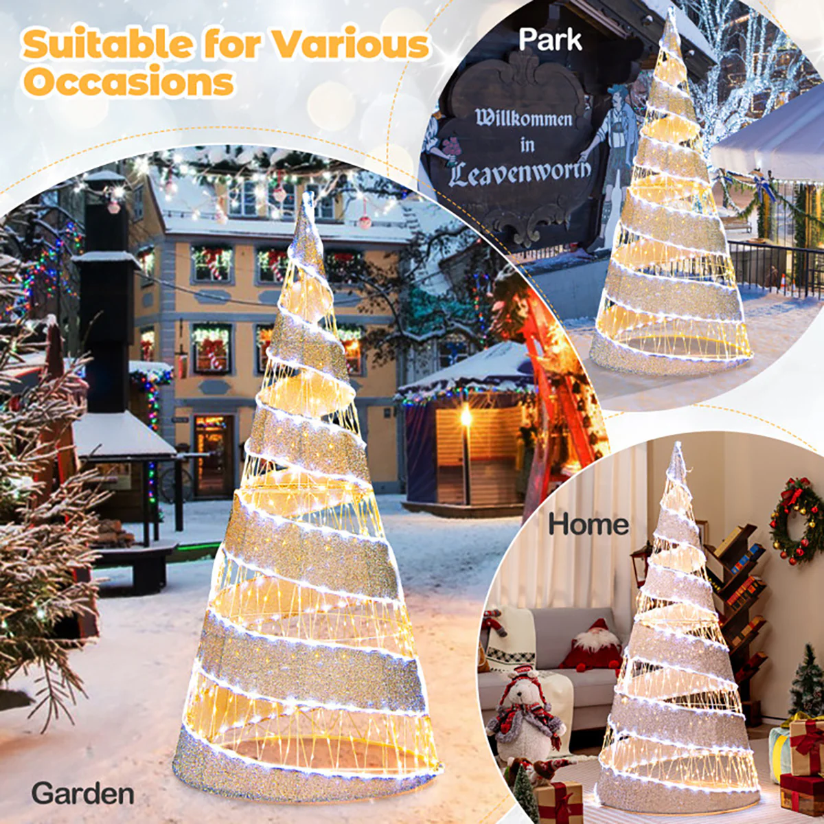 5' Pre-lit Christmas Cone Tree - Image 3