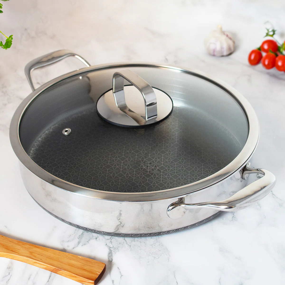 5-Quart Stainless Hybrid Nonstick Saute Pan with Lid - Image 3