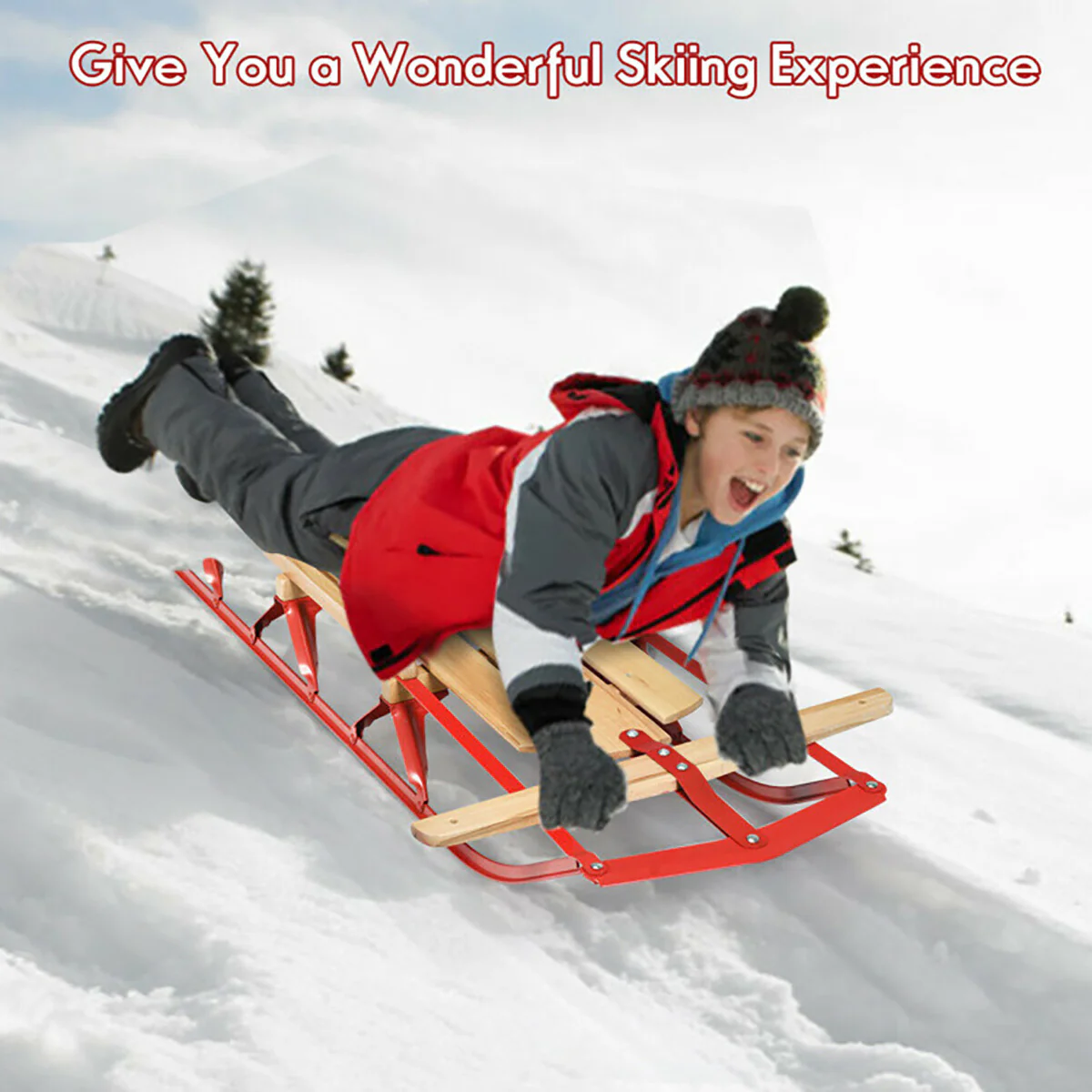 54'' Kids Steel Runner Snow Sled - Image 3