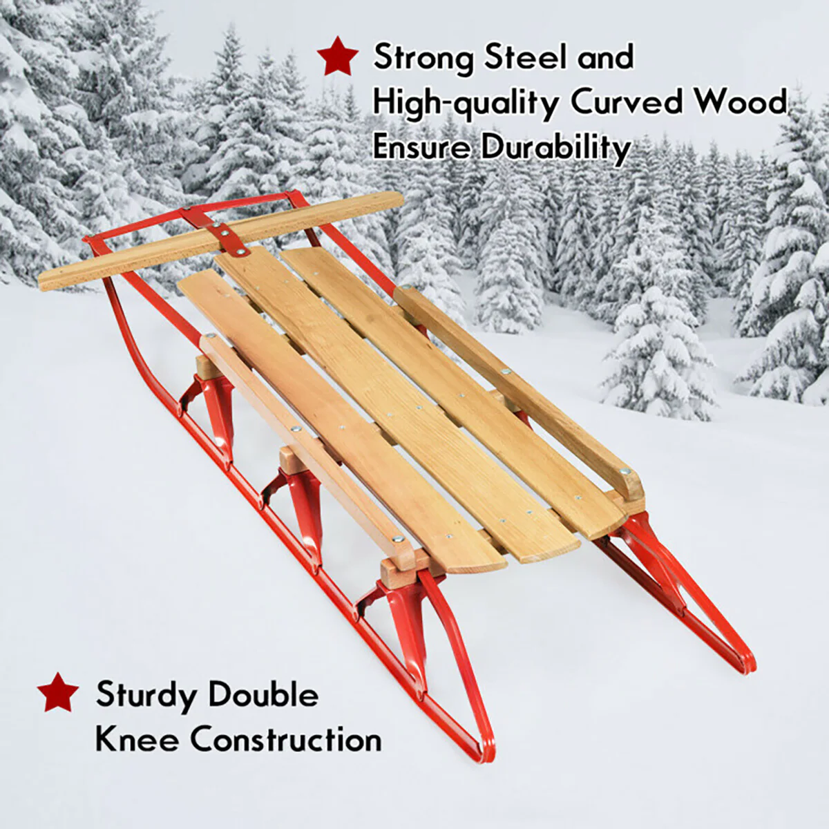 54'' Kids Steel Runner Snow Sled - Image 6
