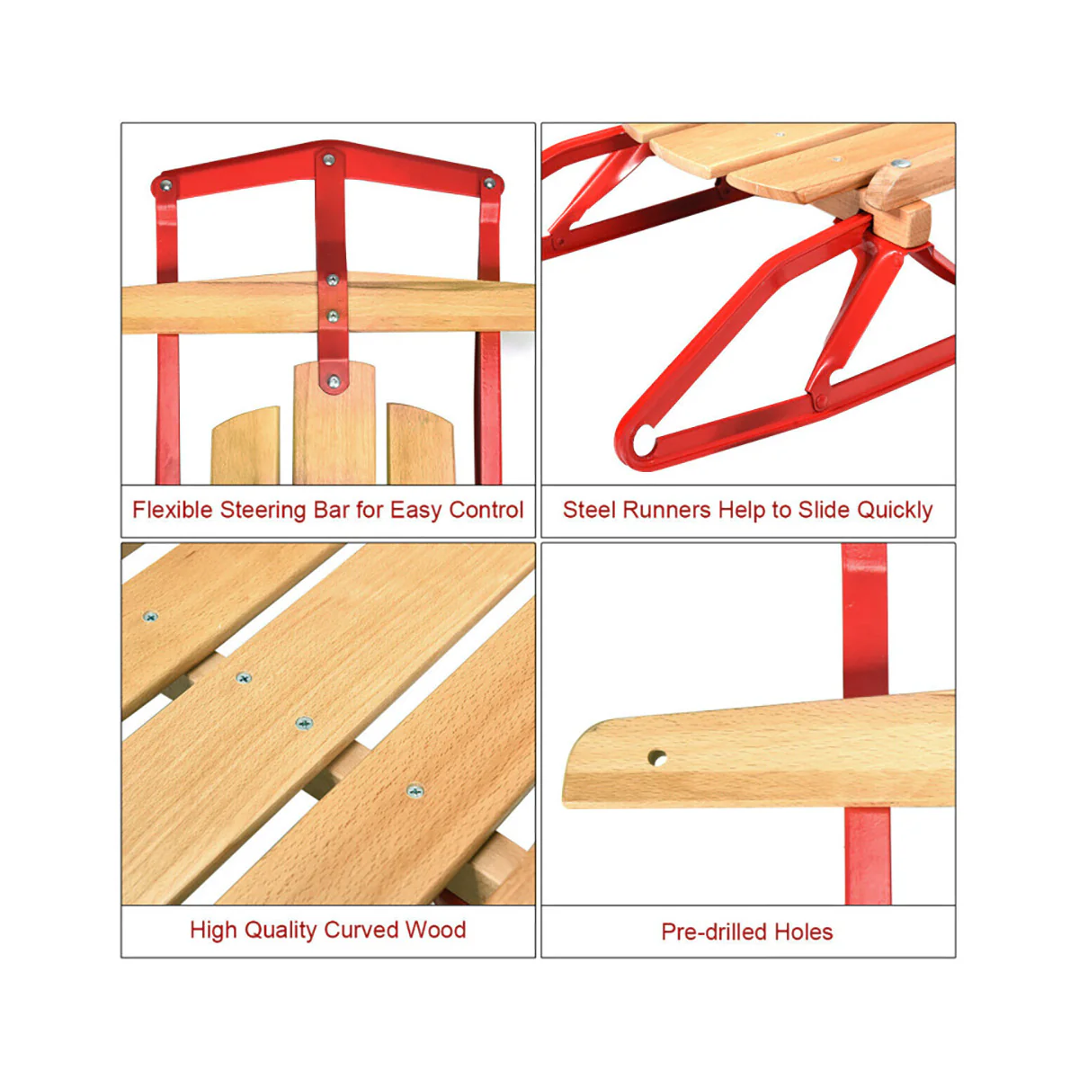 54'' Kids Steel Runner Snow Sled - Image 7