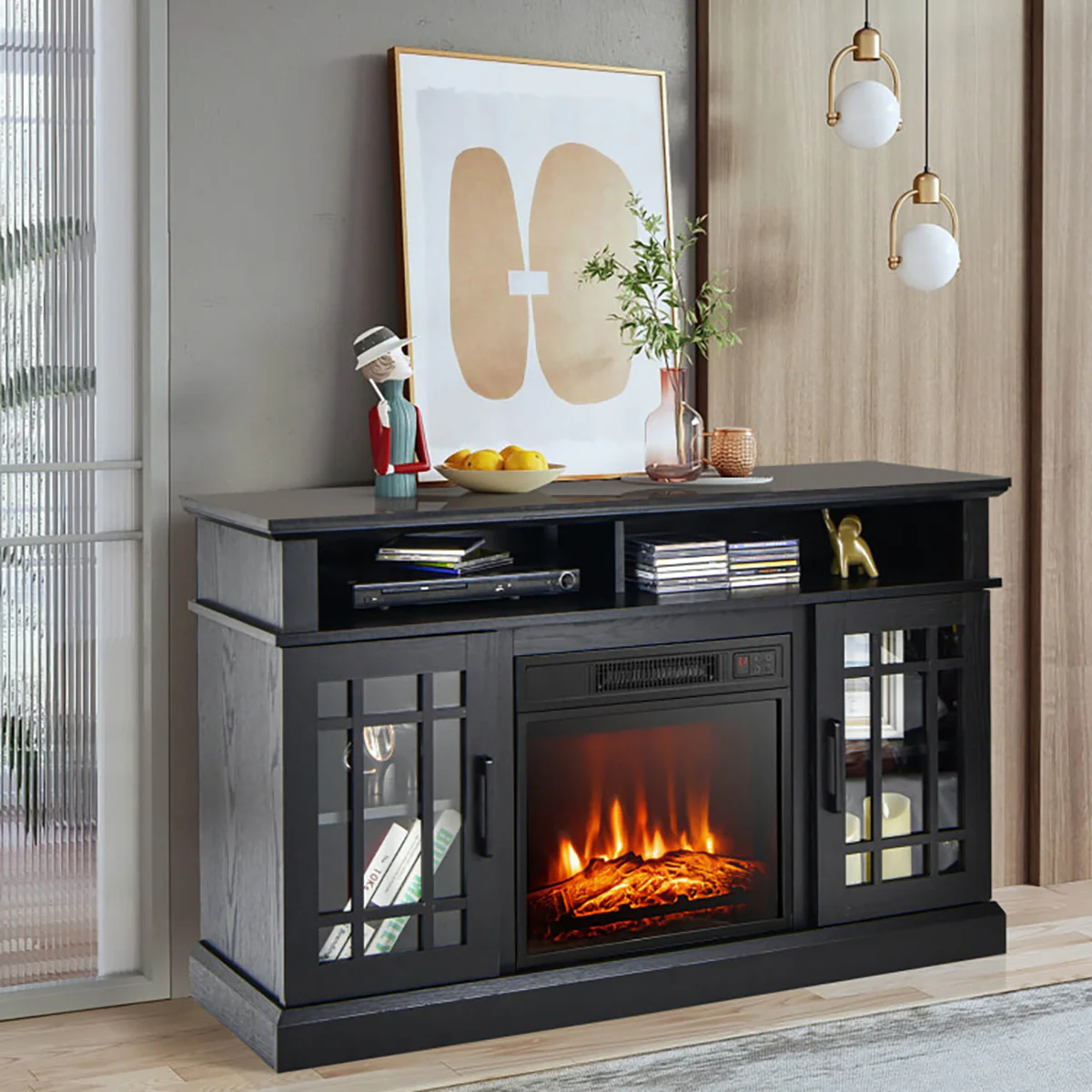 58'' Fireplace TV Stand with Adjustable Shelves - Image 16