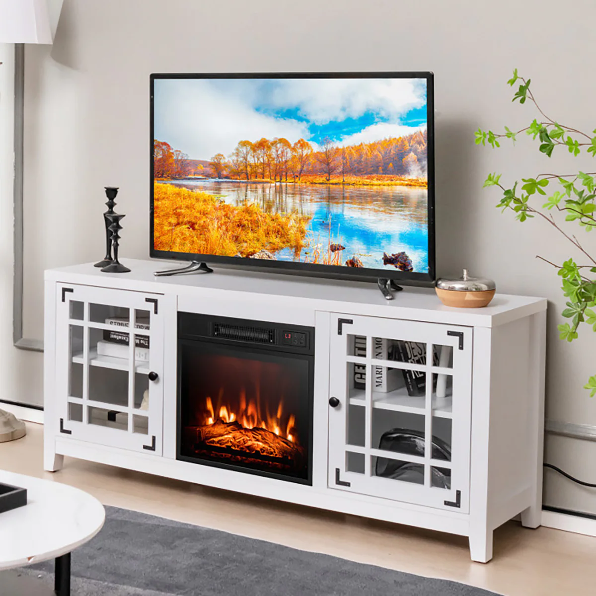 58'' Fireplace TV Stand with Adjustable Shelves - Image 27