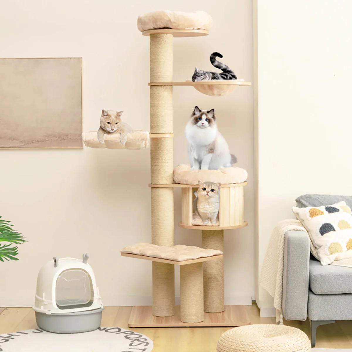 6.25' Scratch Post Cat Tree Tower