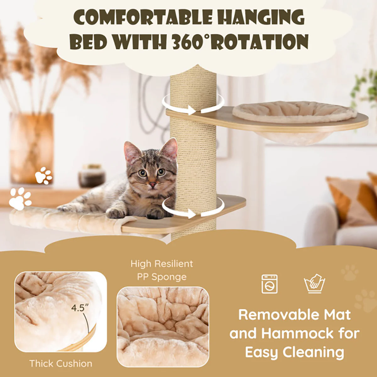 6.25' Scratch Post Cat Tree Tower - Image 4