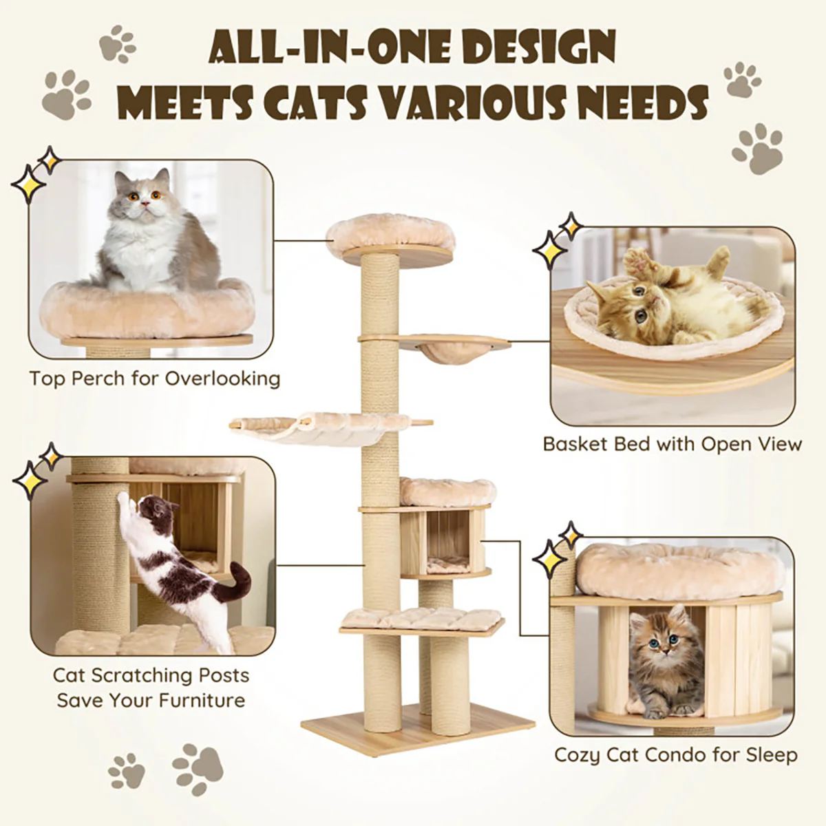 6.25' Scratch Post Cat Tree Tower - Image 5