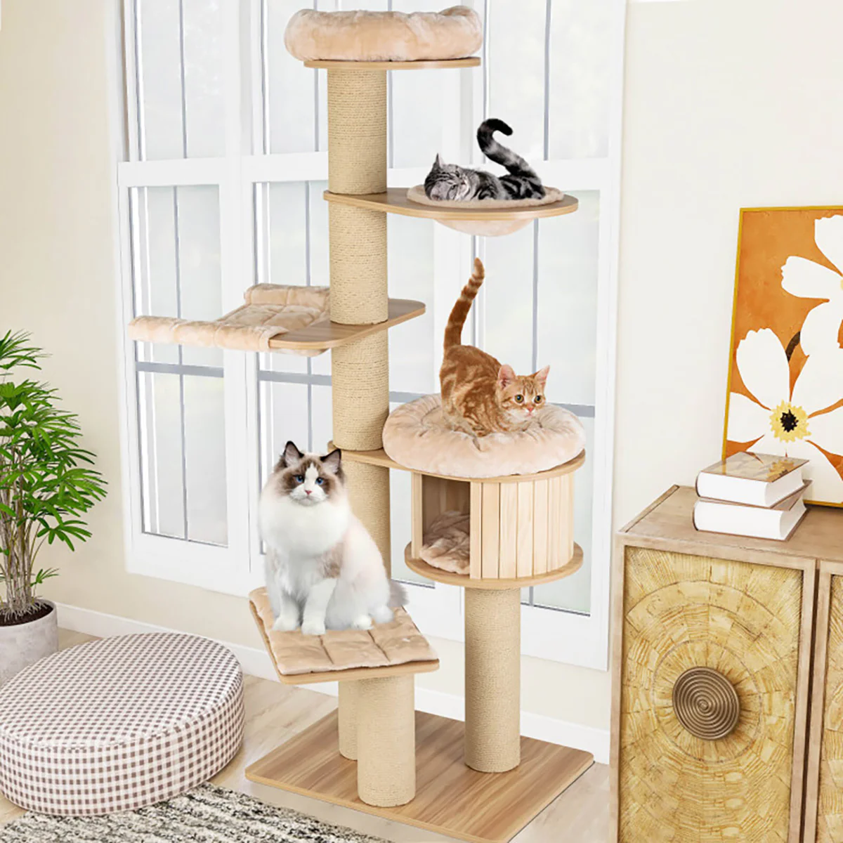 6.25' Scratch Post Cat Tree Tower - Image 9