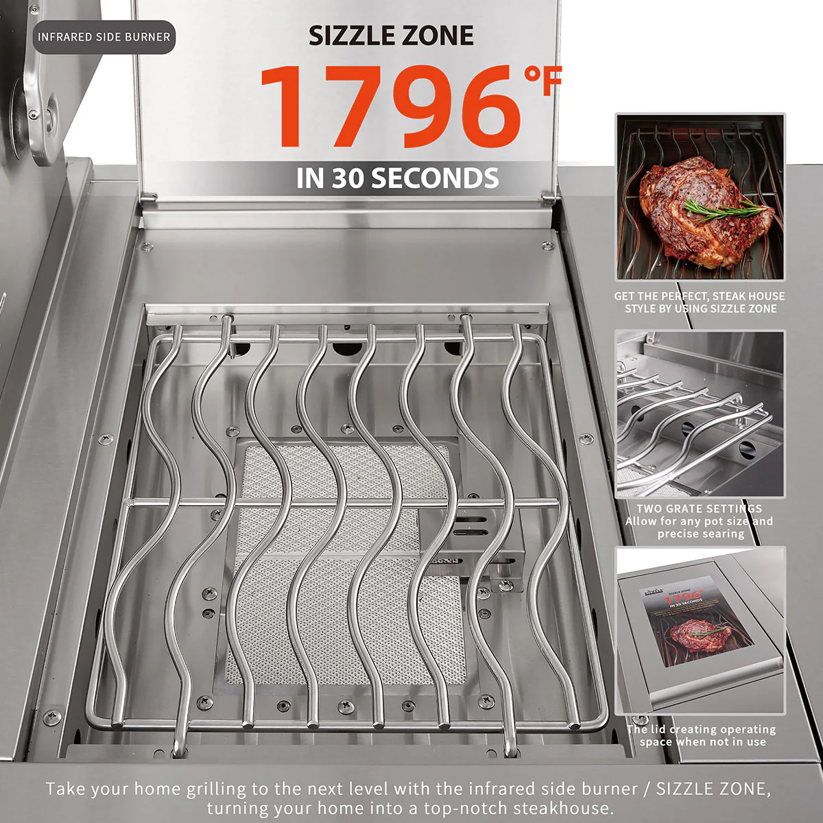 6-Burner Propane Gas Grill Island with Rotisserie and Outdoor Refrigerator - Image 8
