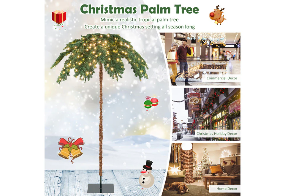 6-Ft. Pre-Lit Christmas Palm Tree - Image 5