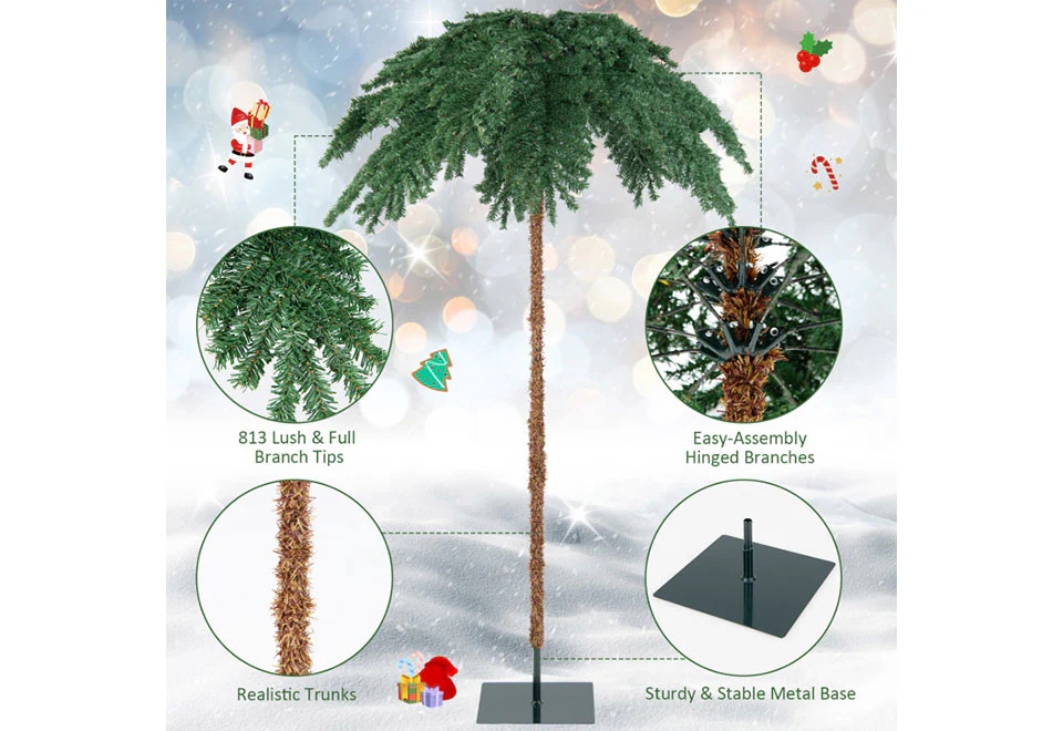 6-Ft. Pre-Lit Christmas Palm Tree - Image 6