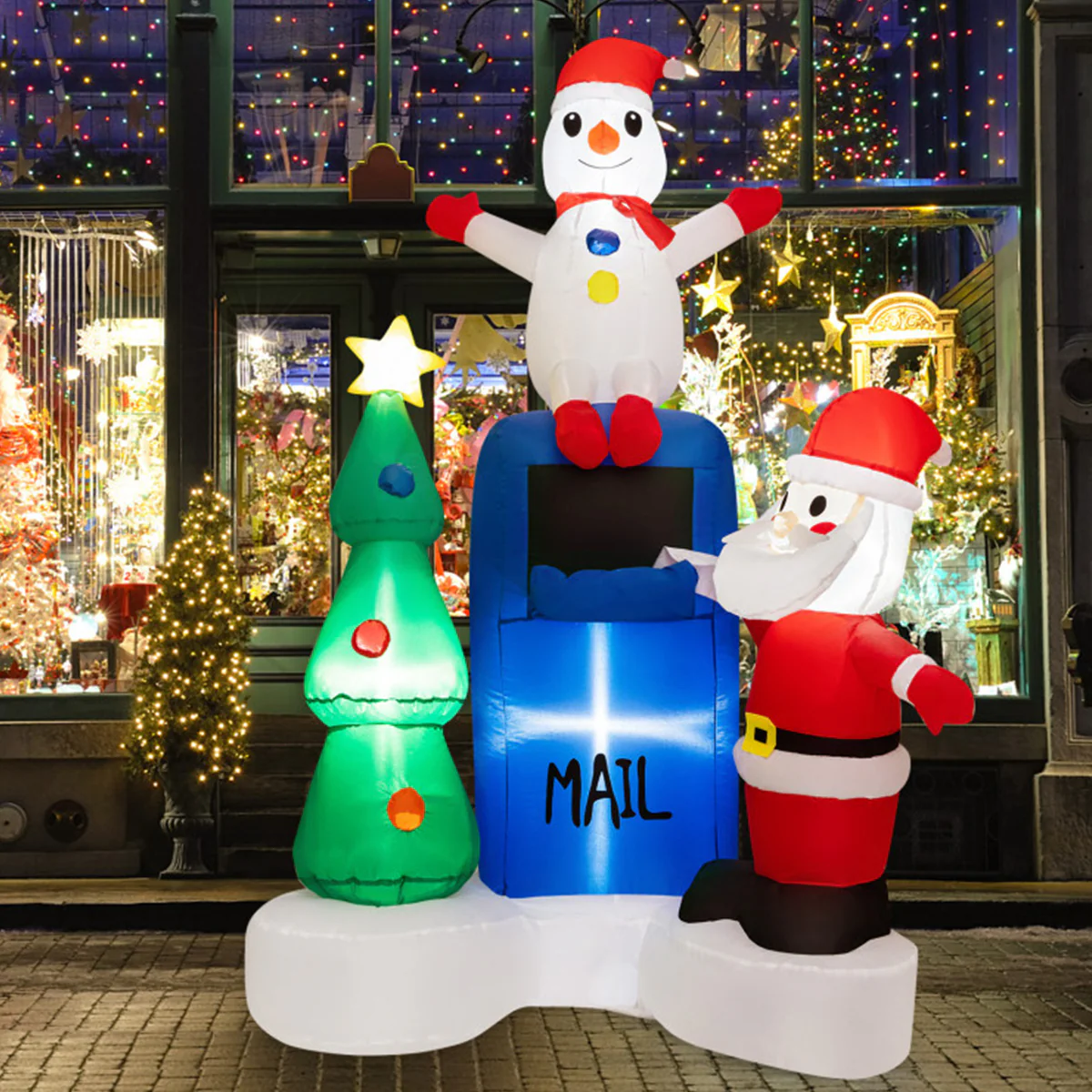 6' Inflatable Christmas Mailbox Santa and Snowman - Image 9