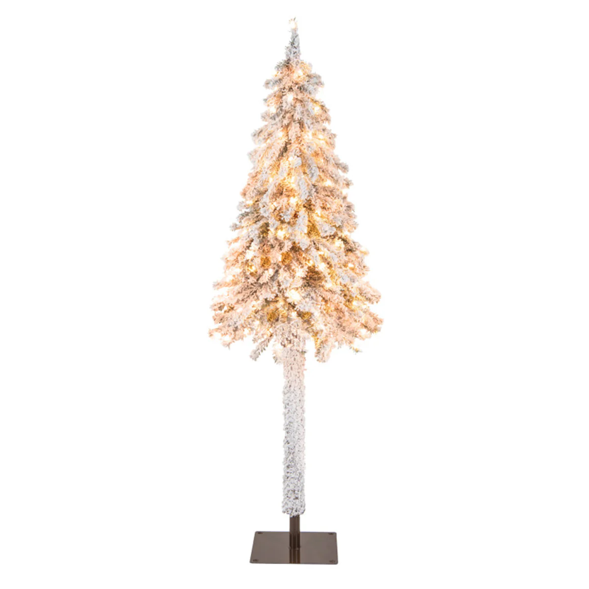 6' Pre-lit Artificial Flocked Pencil Christmas Tree - Image 2