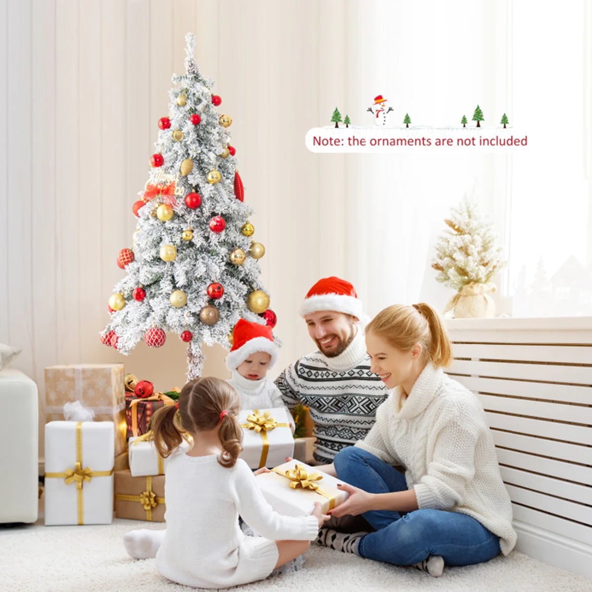6' Pre-lit Artificial Flocked Pencil Christmas Tree - Image 8
