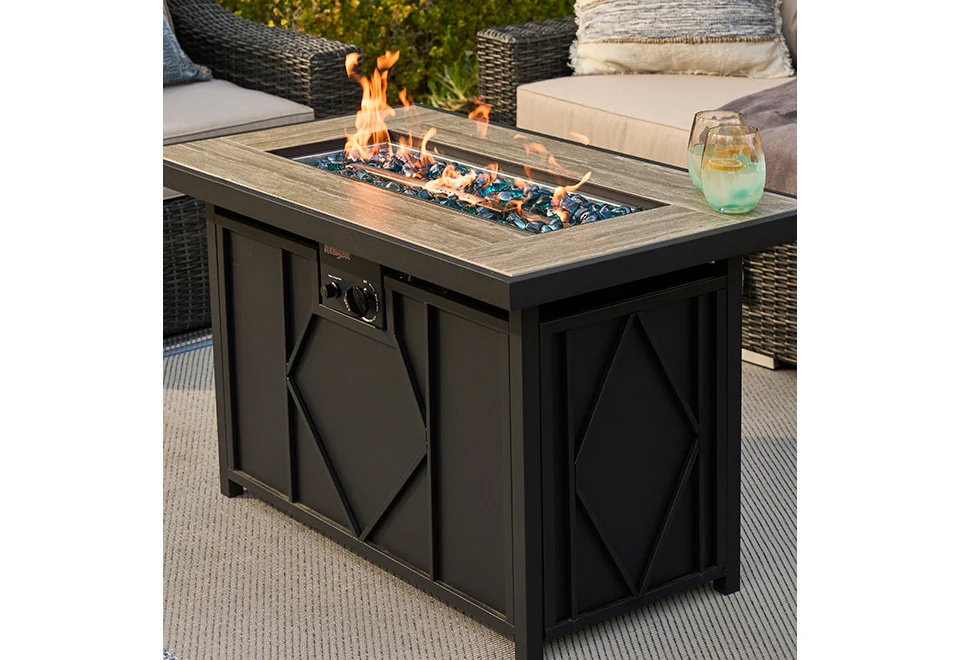 60,000 BTU Rectangular Propane Fire Pit - Image 4