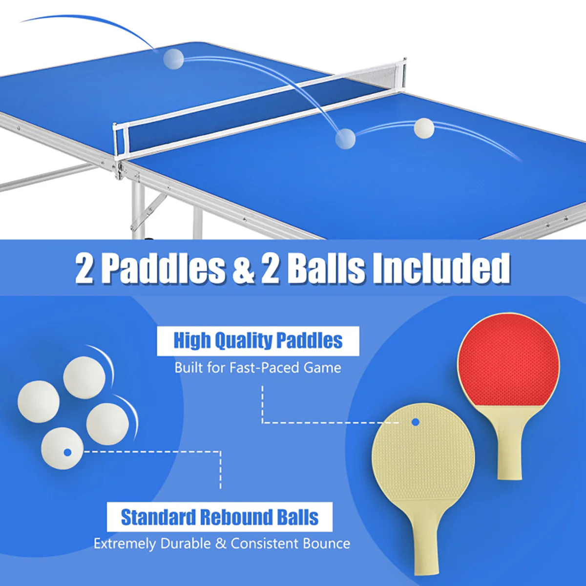 60'' Folding Ping Pong Table Game Set - Image 17