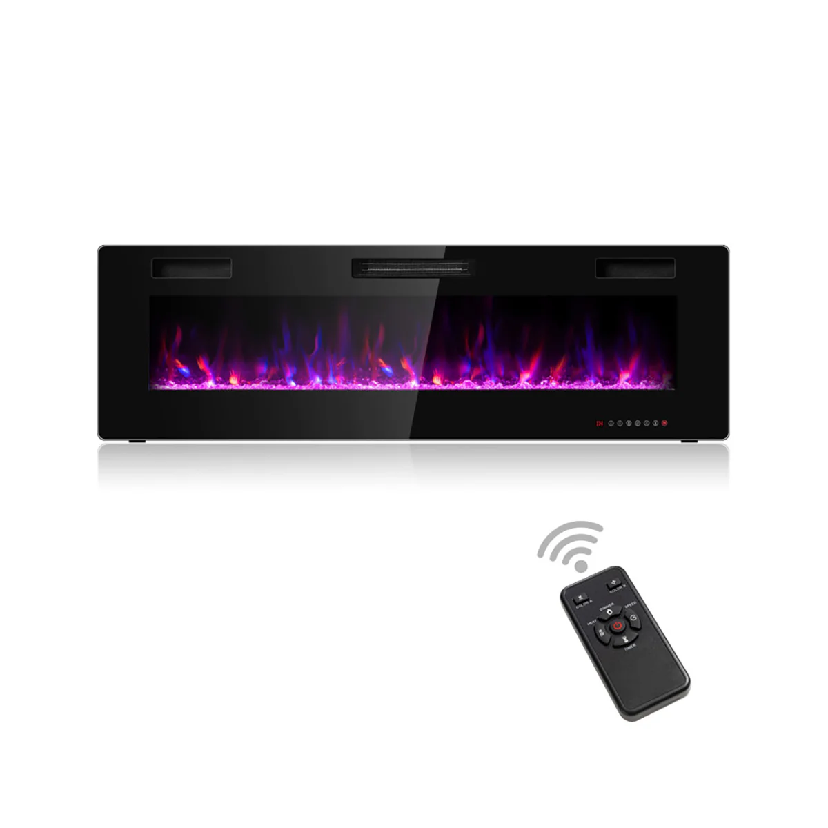 60'' Ultra-Thin Recessed/Wall-Mounted Electric Fireplace - Image 2