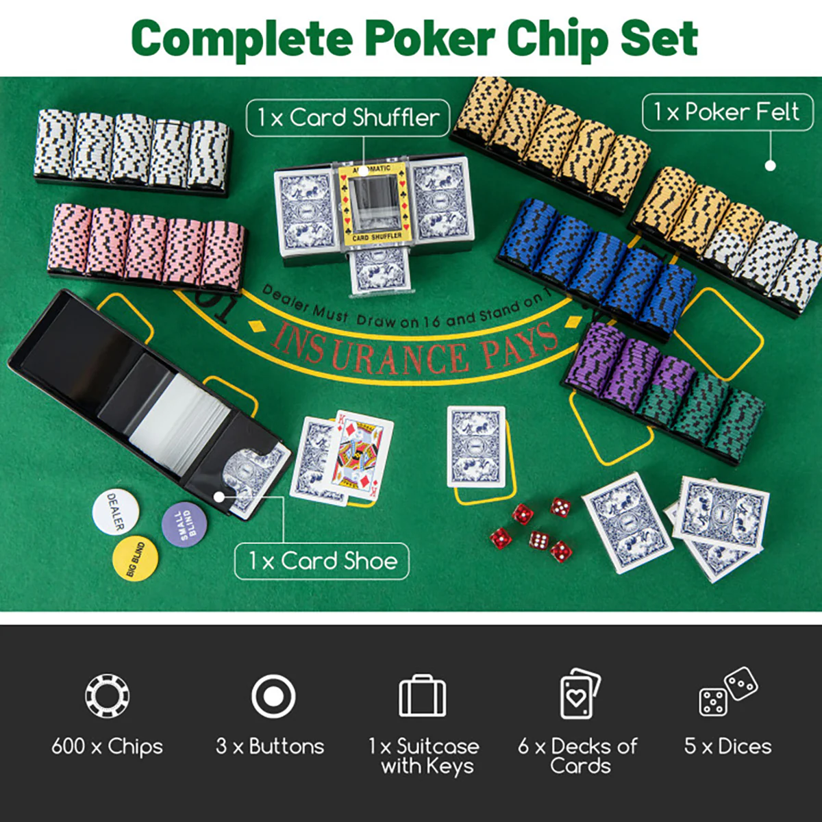 600-Piece Poker Chip and Game Set - Image 5