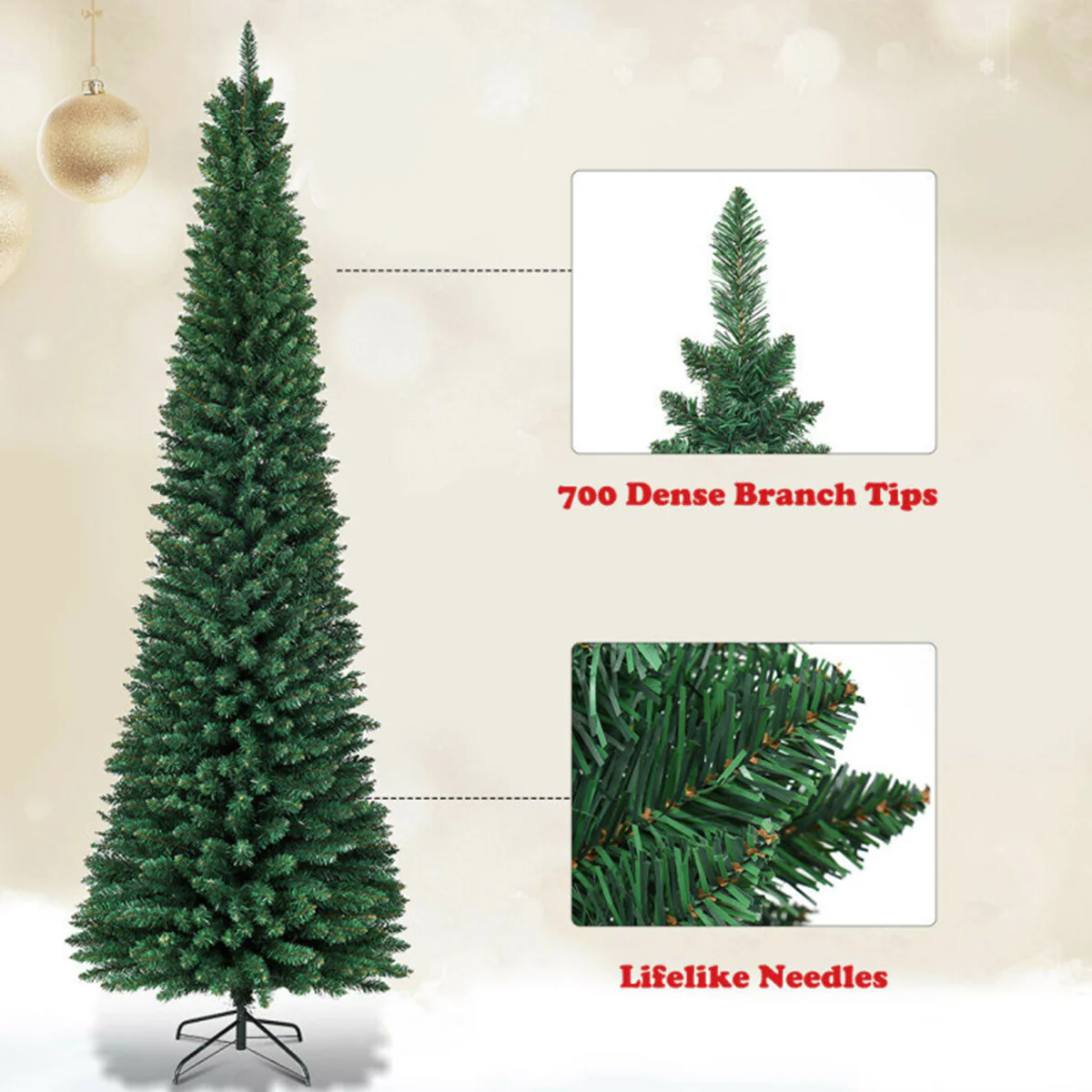 7' Artificial Pencil Christmas Tree - Image 5