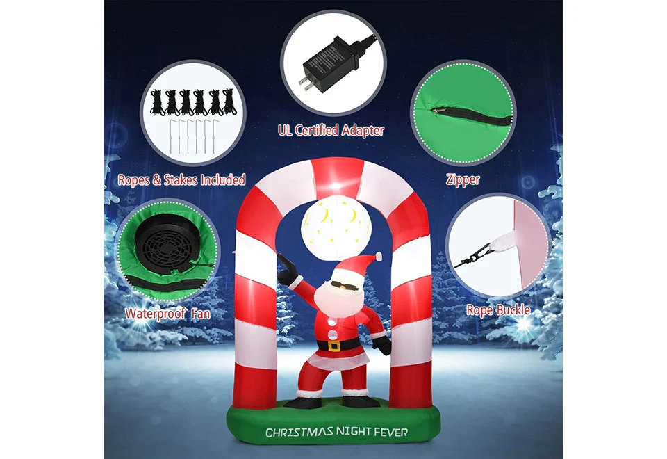 7-Ft. Inflatable Disco Santa - Image 4