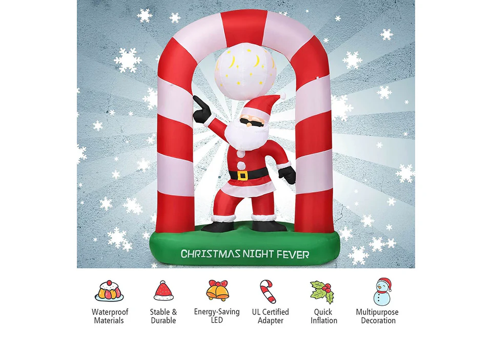 7-Ft. Inflatable Disco Santa - Image 7