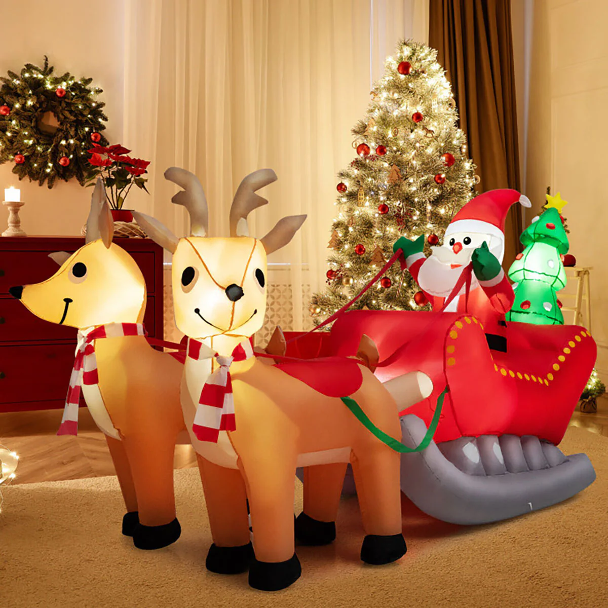 7-Ft. Inflatable Santa Sleigh Ride - Image 9