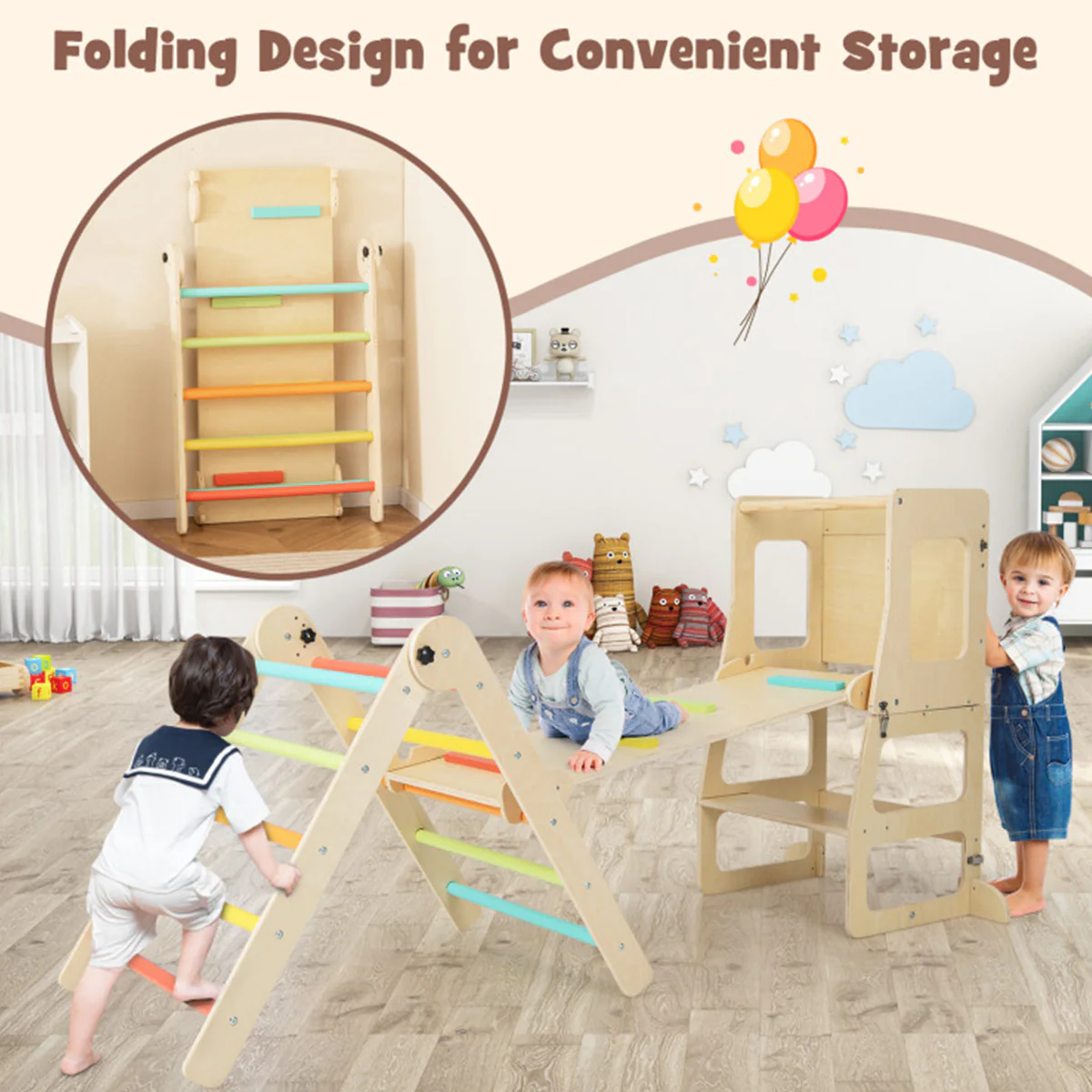 7-in-1 Climbing Toy Connected Table and Chair Set - Image 3