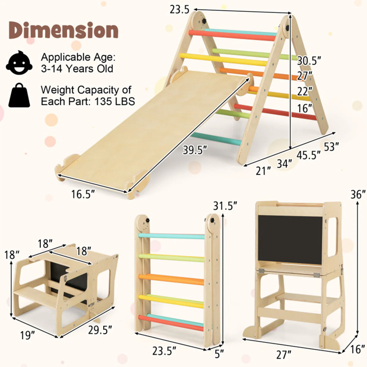 7-in-1 Climbing Toy Connected Table and Chair Set - Image 8