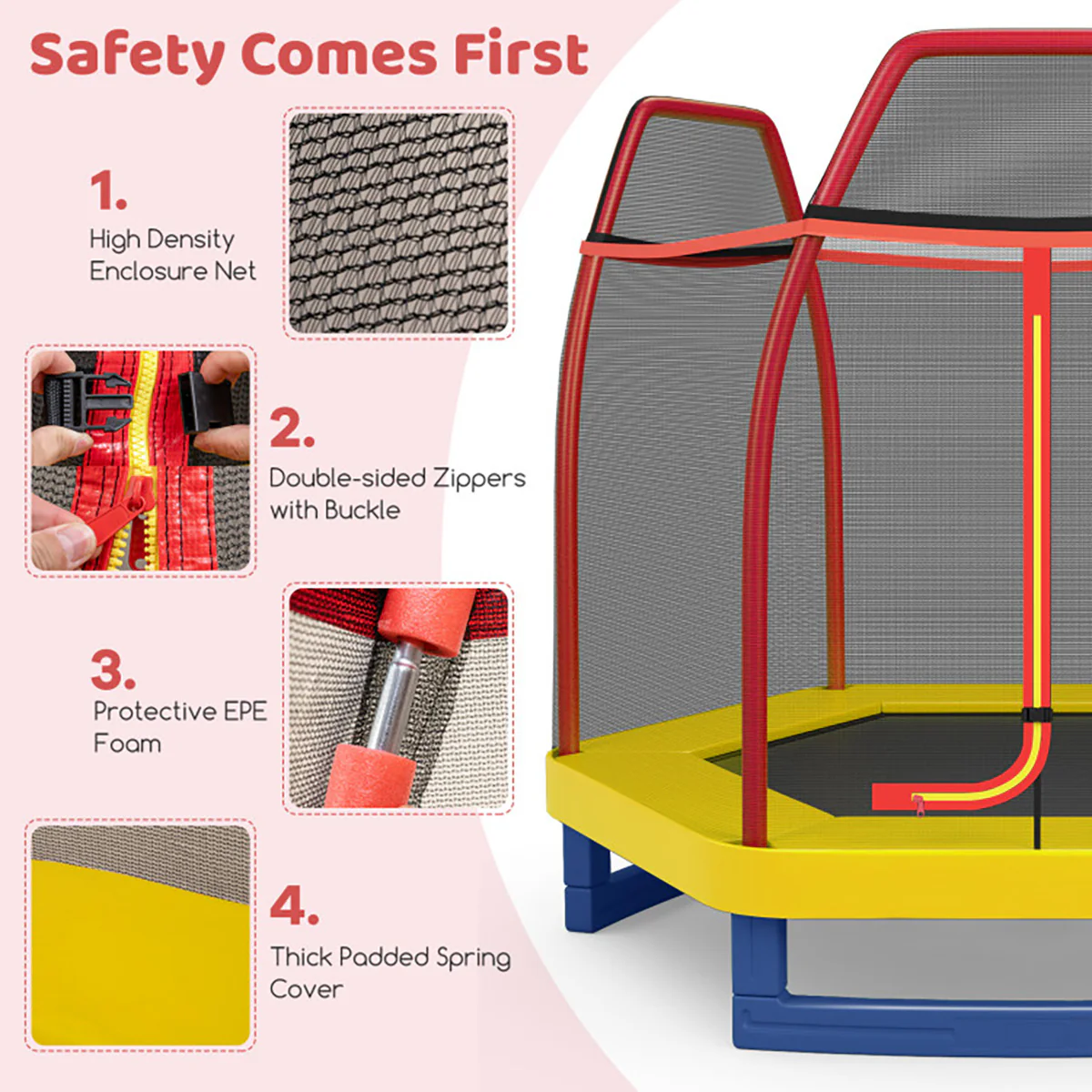 7' Kids Bounce Jumper Trampoline with Enclosure - Image 22