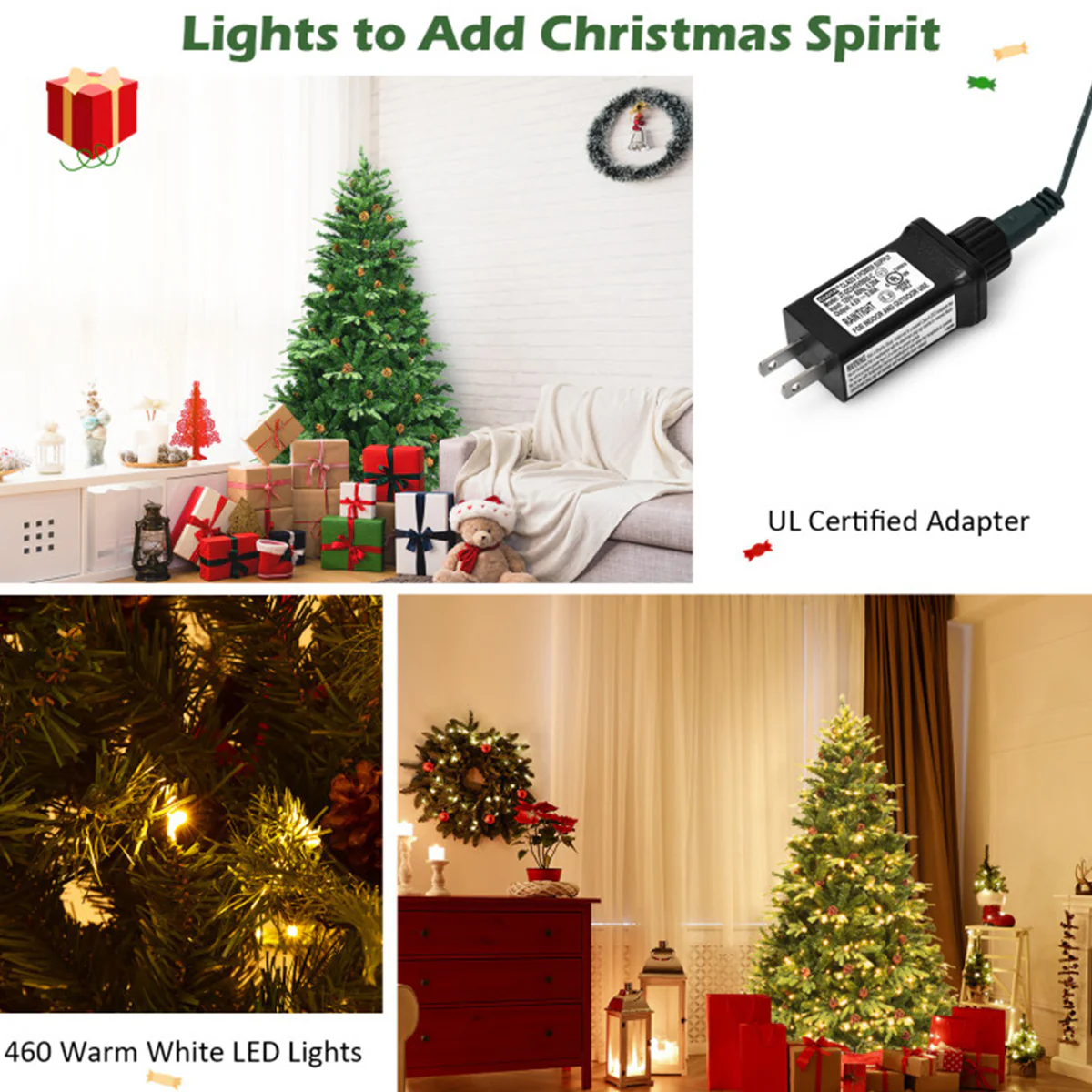 7' Pre-Lit Artificial Christmas Tree with Pinecones - Image 8