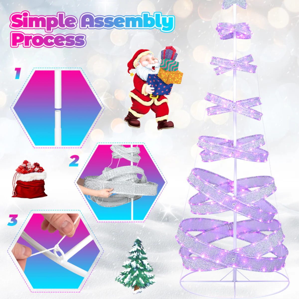 7' Pre-Lit Spiral Christmas Tree Decoration - Image 6