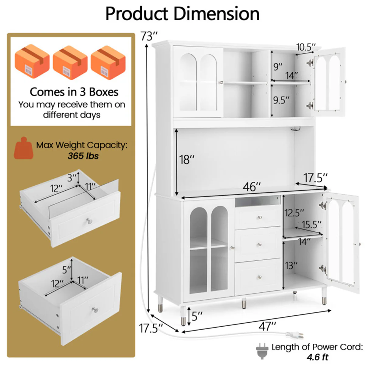 73'' Kitchen Pantry Storage Cabinet - Image 8