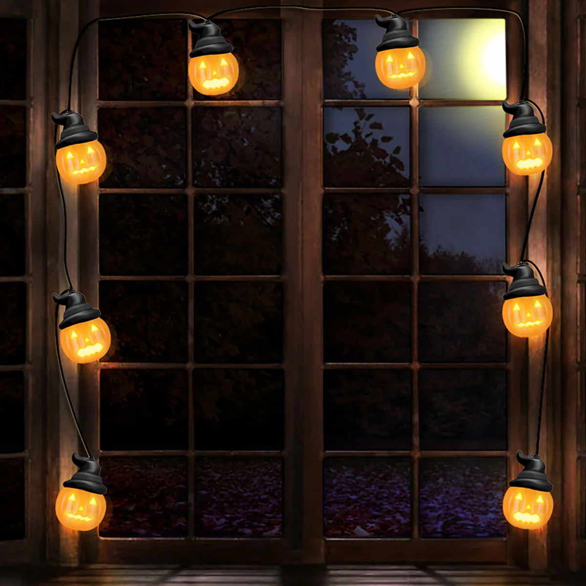 8' Animated Pumpkin String Lights - Image 4