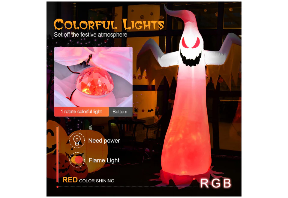 8-Ft. Inflatable Halloween Ghost - Image 3