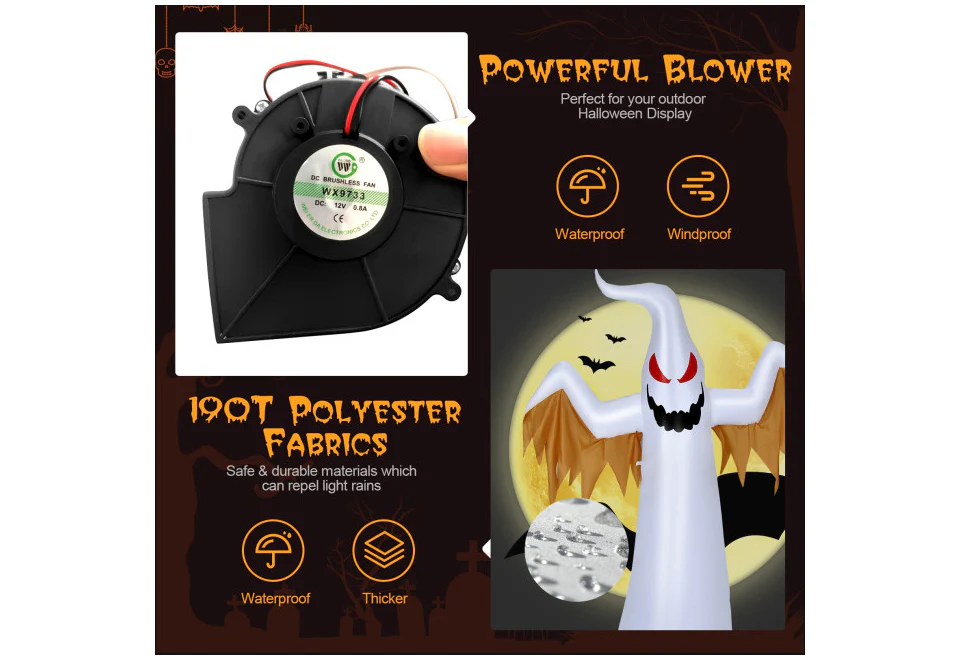 8-Ft. Inflatable Halloween Ghost - Image 4