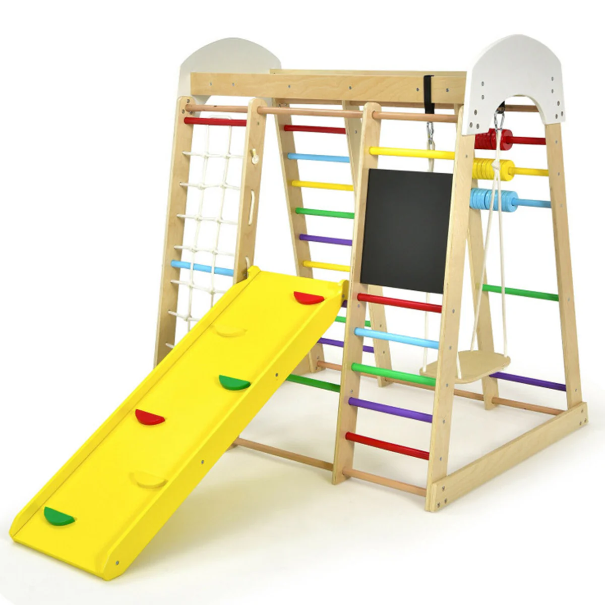 8-in-1 Wooden Climber Play Set with Slide and Swing - Image 9