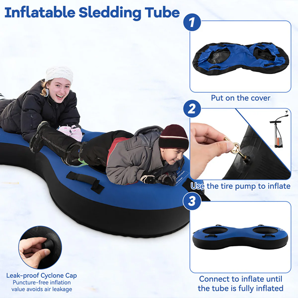 80'' 2-Person Heavy-Duty Inflatable Snow Sled - Image 19