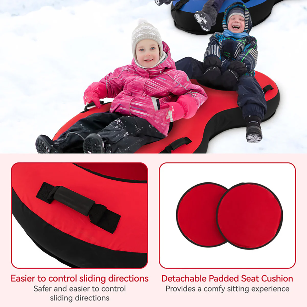 80'' 2-Person Heavy-Duty Inflatable Snow Sled - Image 6