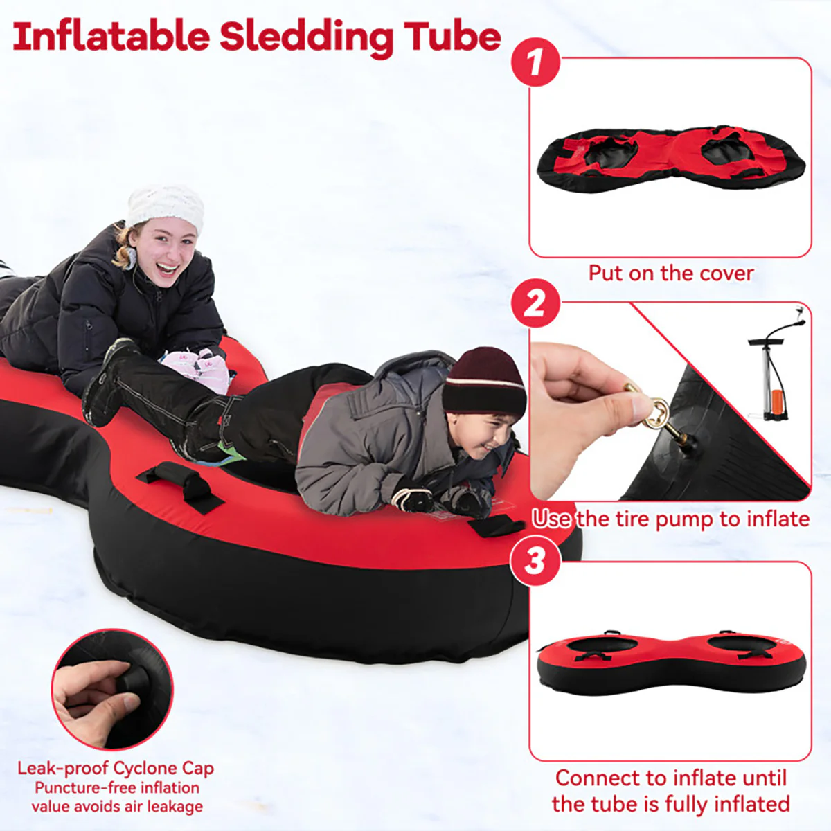 80'' 2-Person Heavy-Duty Inflatable Snow Sled - Image 9