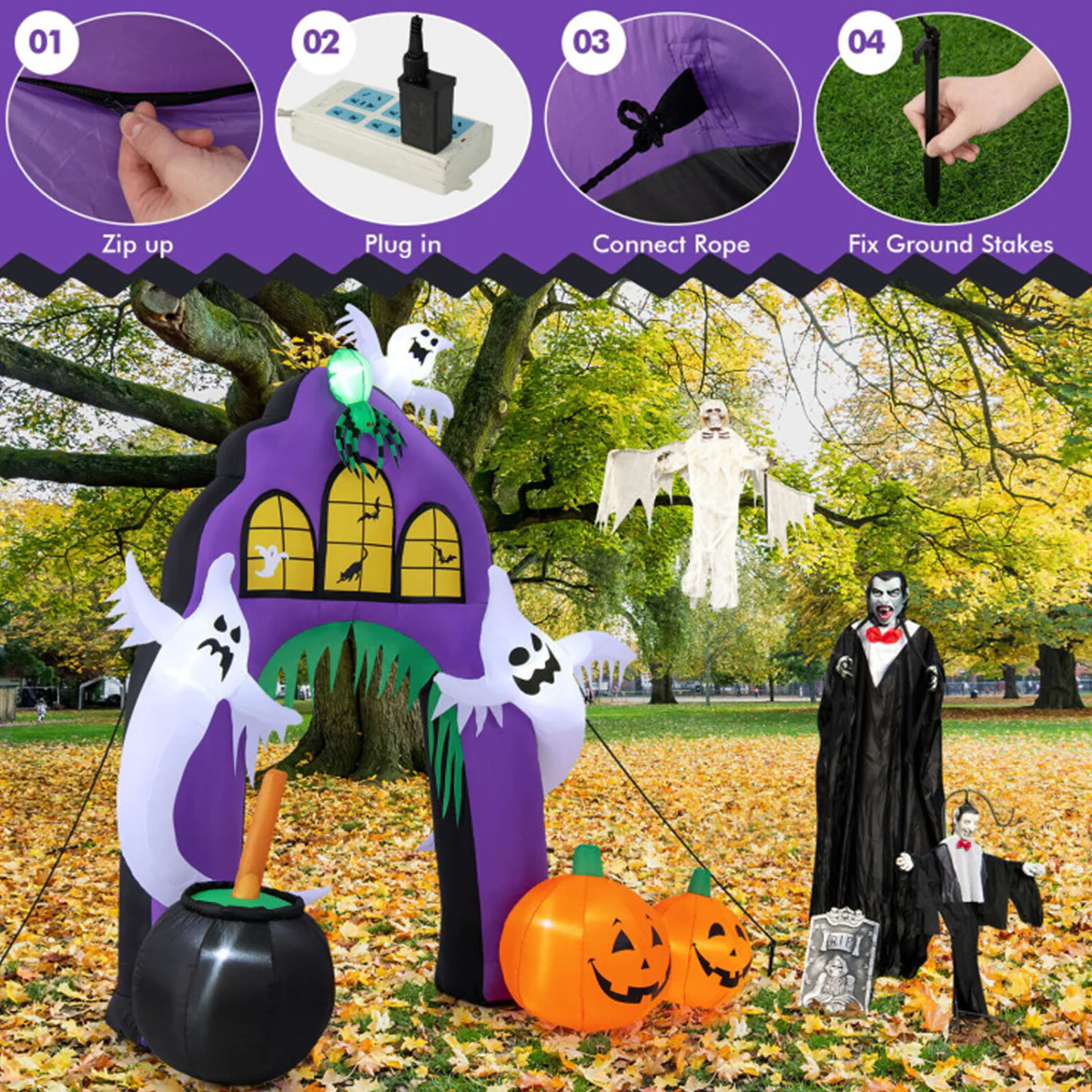 9' Inflatable Halloween Castle Archway - Image 6