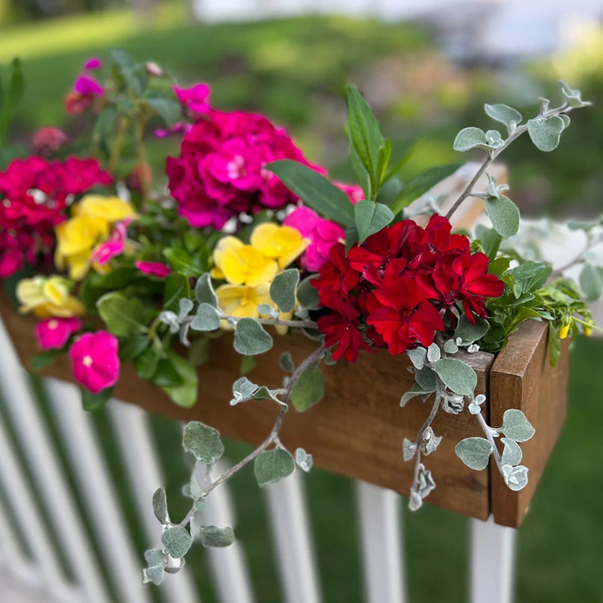 Acacia Wood Deck Rail Planter - Image 4