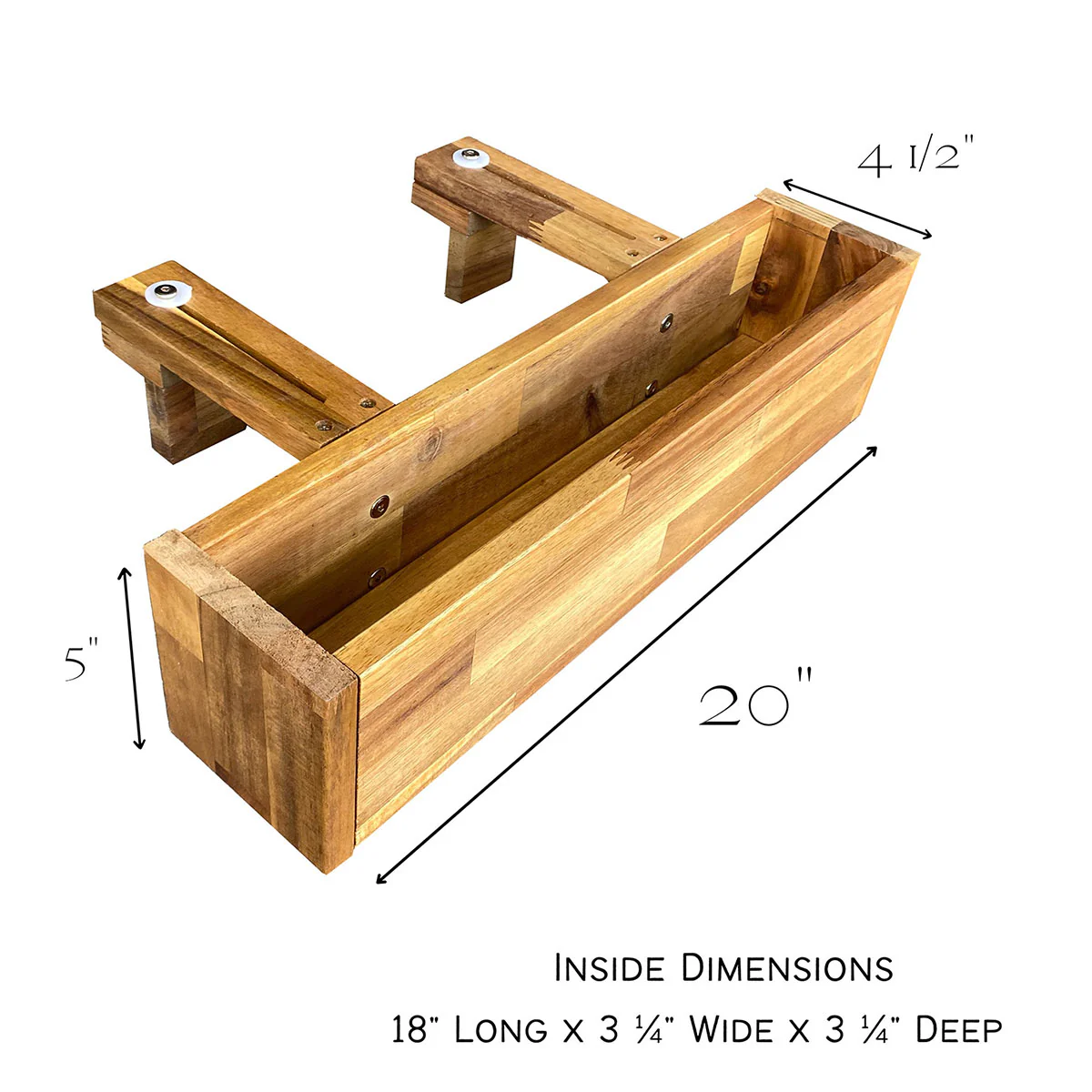 Acacia Wood Deck Rail Planter - Image 6