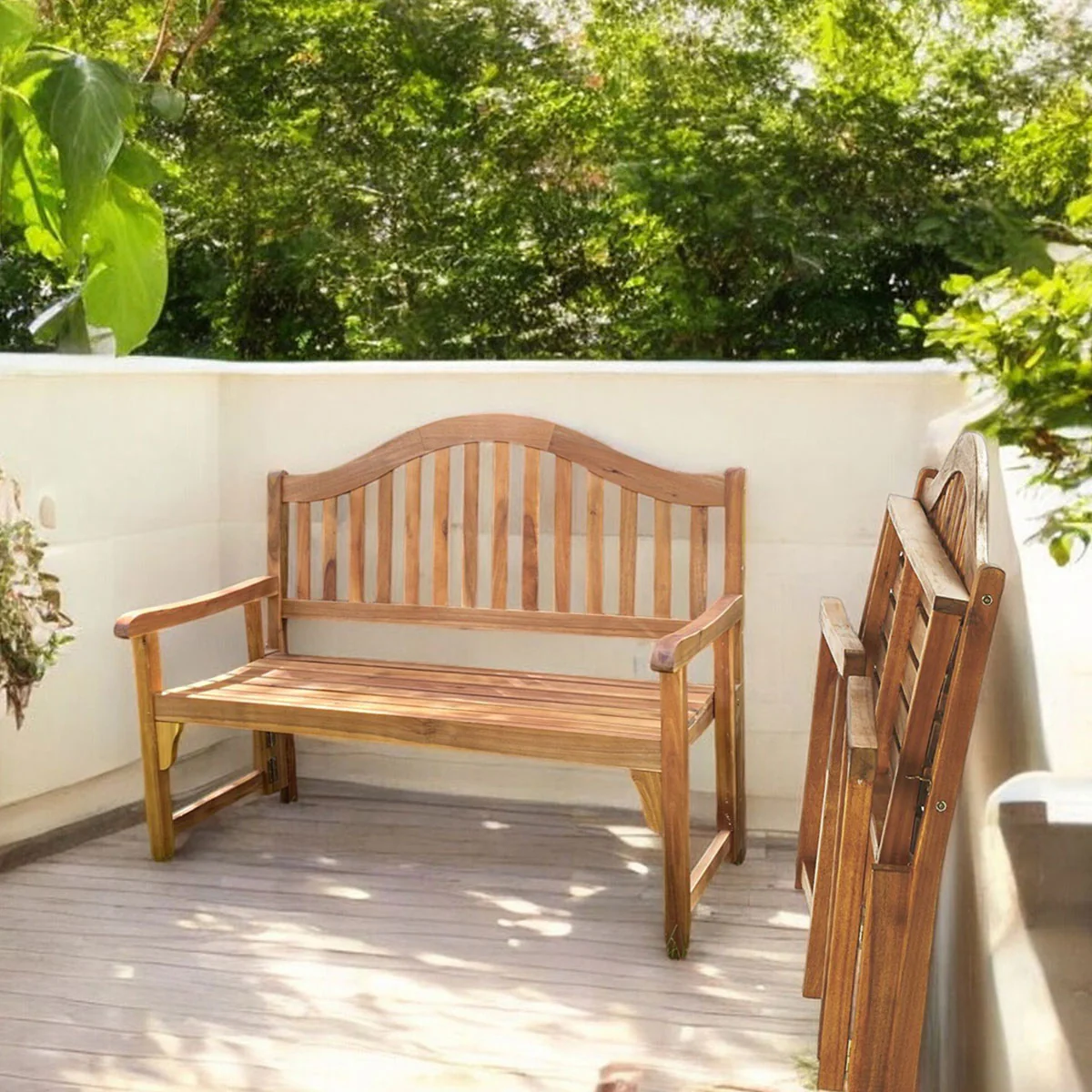 Acacia Wood Foldaway Bench - Image 18