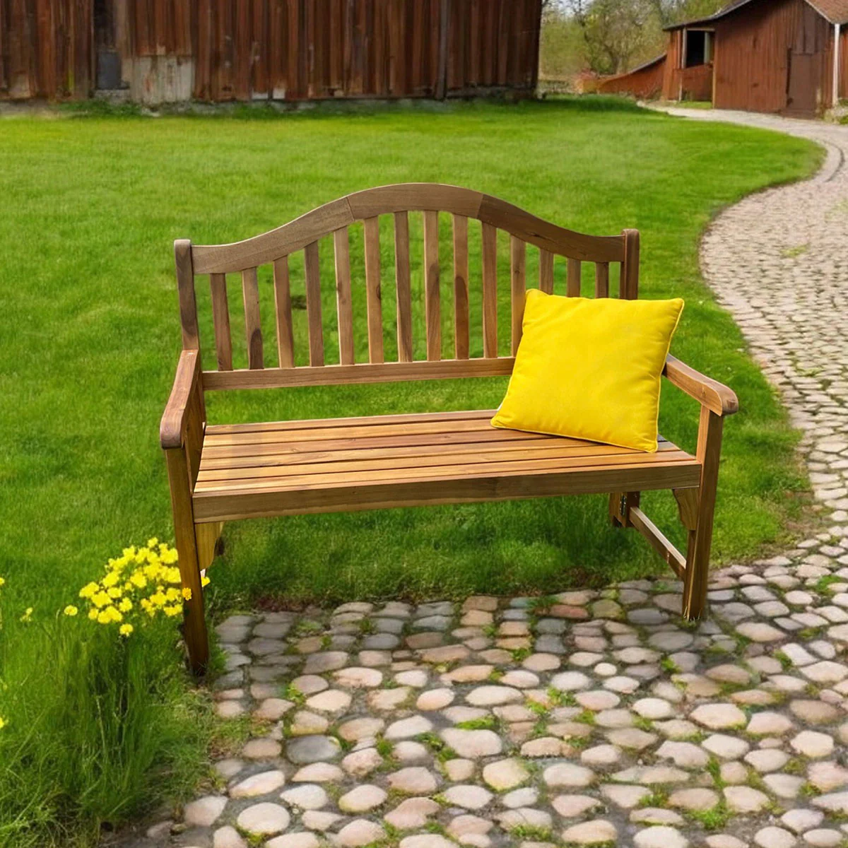 Acacia Wood Foldaway Bench - Image 6