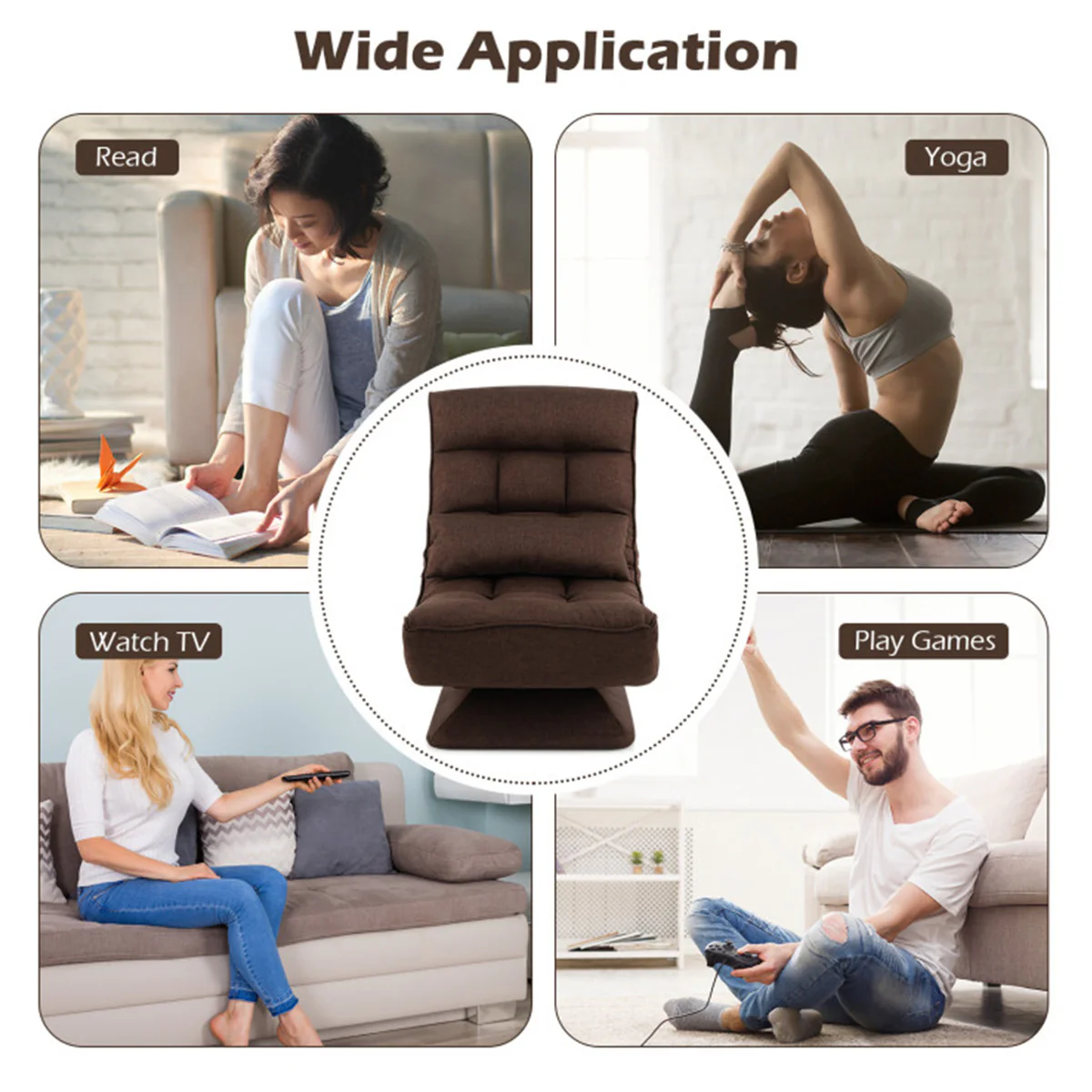 Adjustable 360° Swivel Floor Chair with Massage Pillow - Image 4