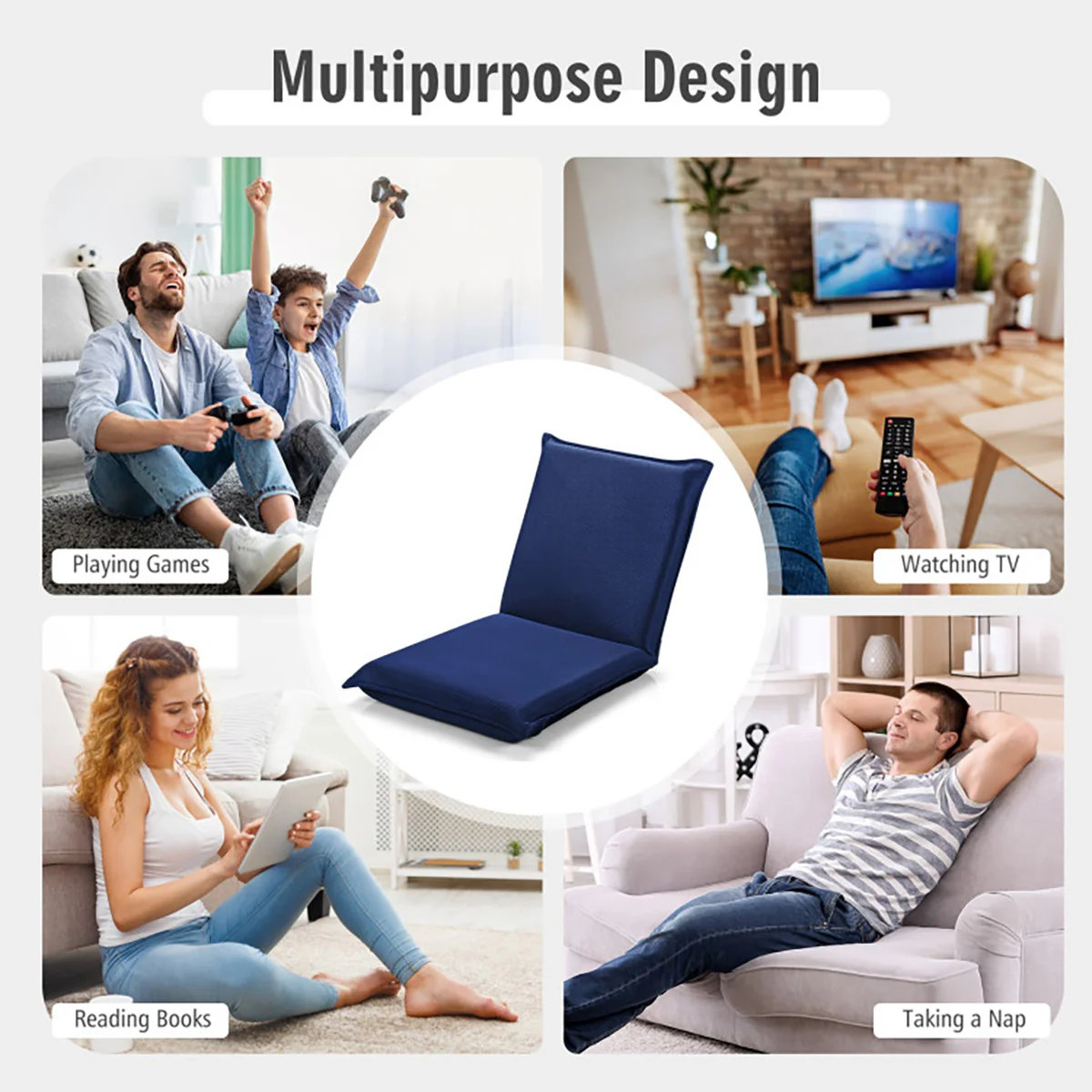 Adjustable 6-Position Folding Floor Chair - Image 29