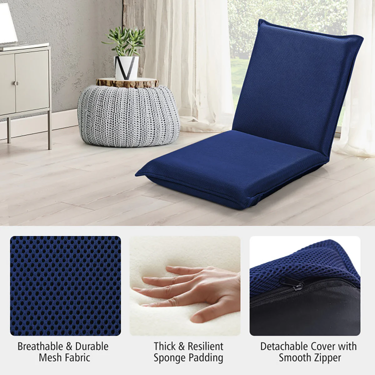 Adjustable 6-Position Folding Floor Chair - Image 31