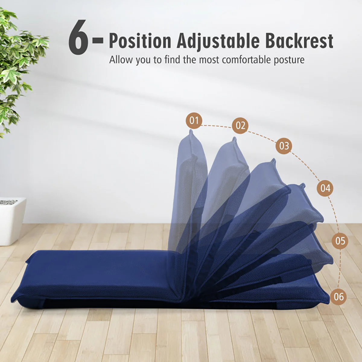 Adjustable 6-Position Folding Floor Chair - Image 33