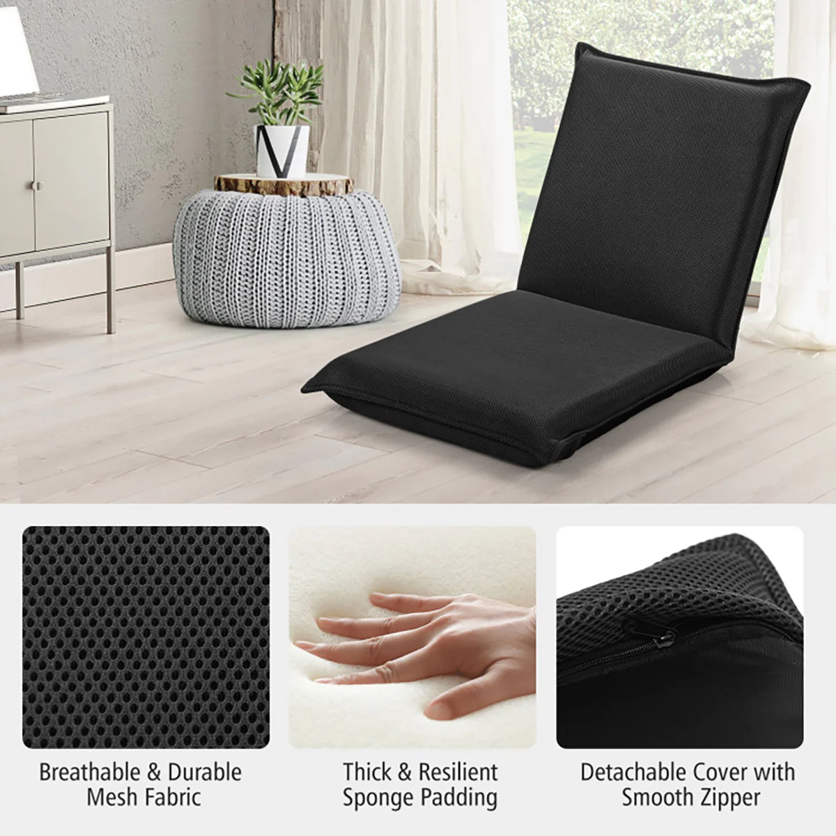 Adjustable 6-Position Folding Floor Chair - Image 5