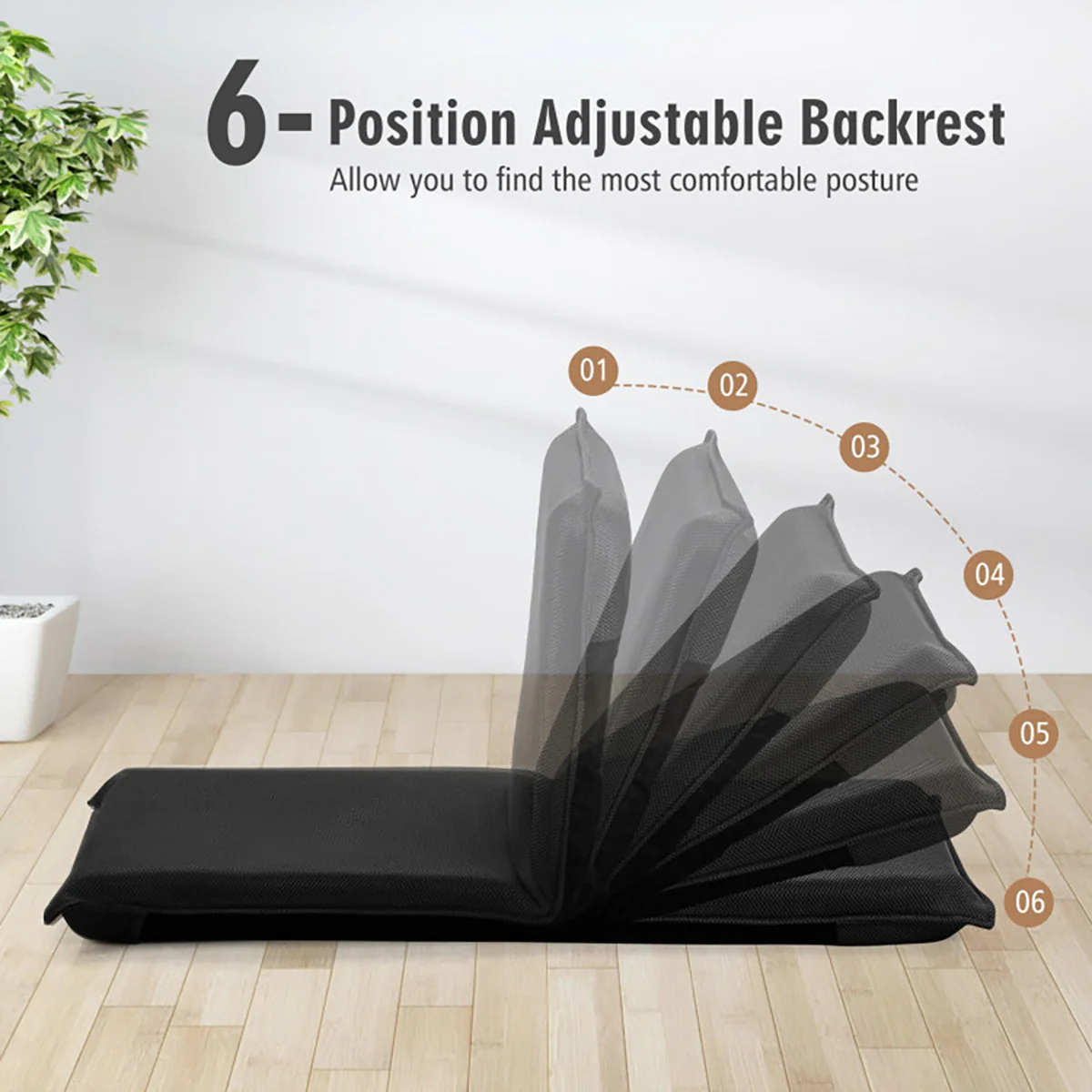 Adjustable 6-Position Folding Floor Chair - Image 6