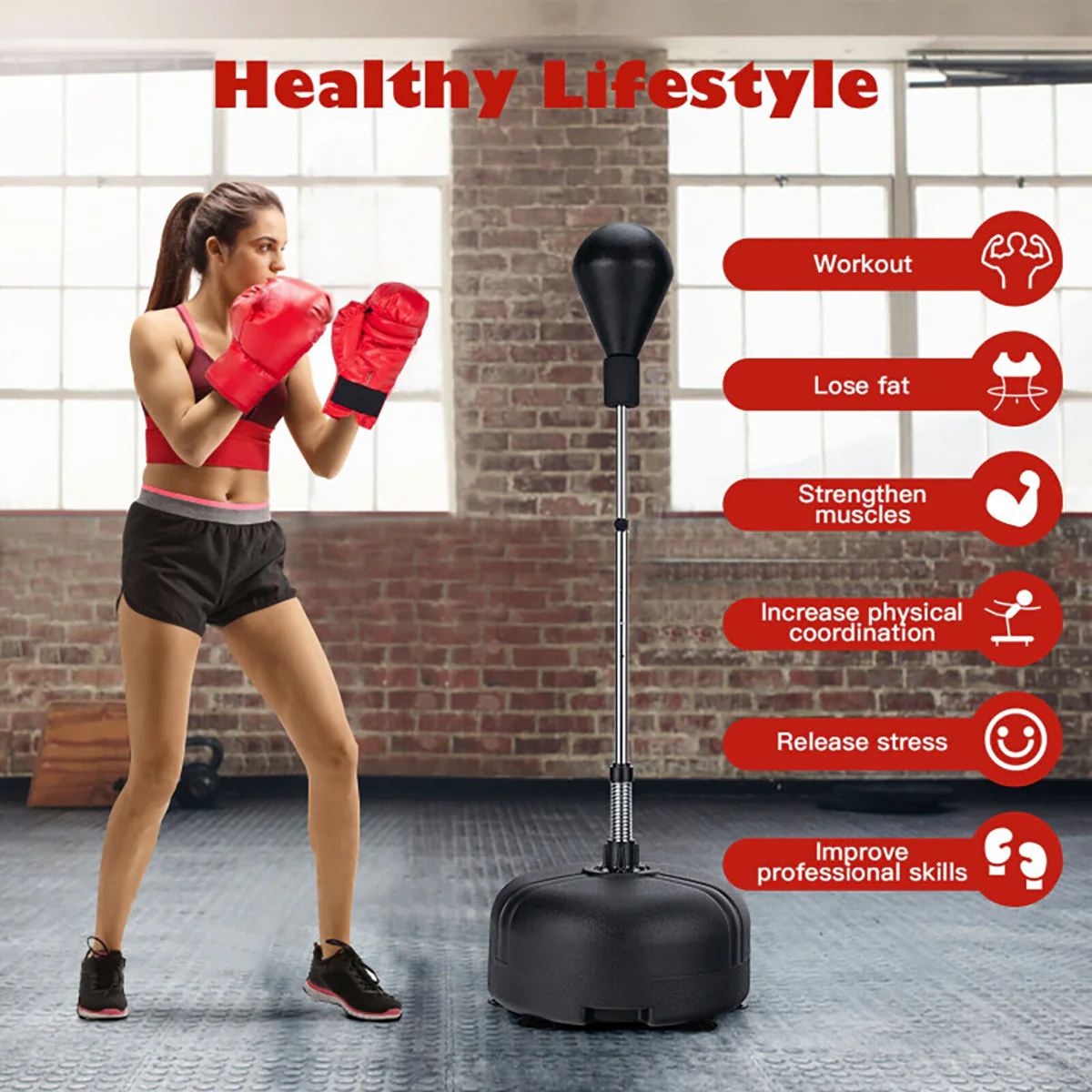 Adjustable Freestanding Punching Bag with Boxing Gloves - Image 19